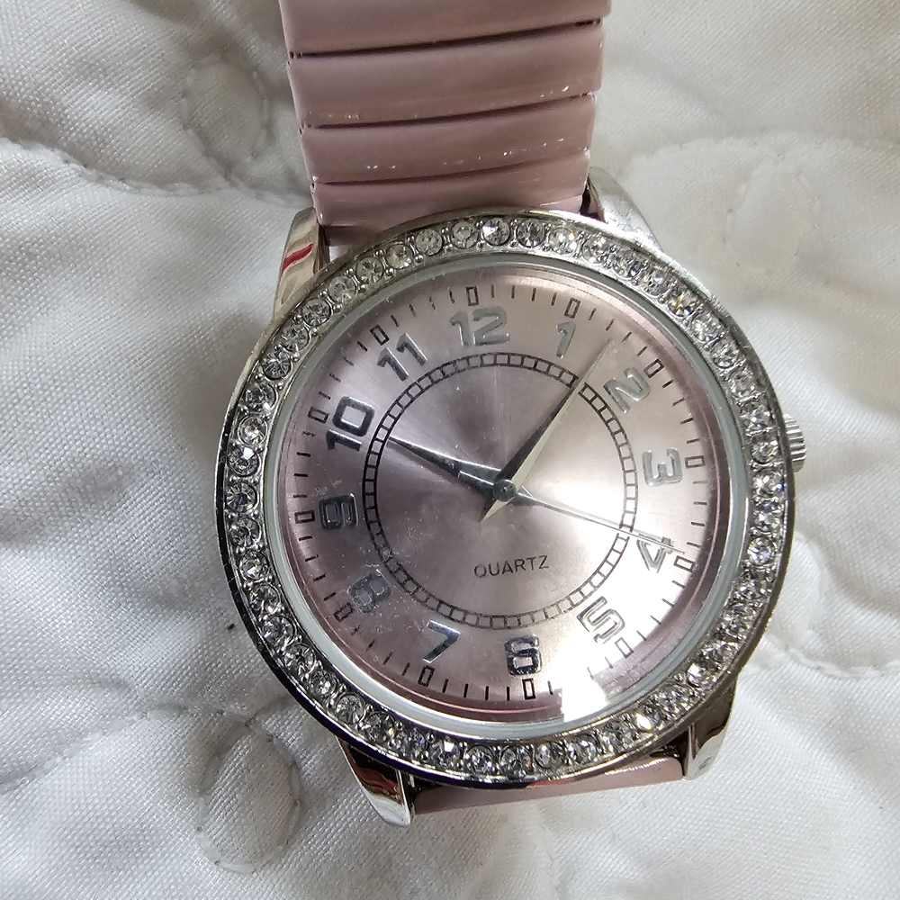 Chico's Hot Pink Silicone Strap Watch with Silver Dial Back - Picture 4 of 8
